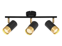 NETTLIFE GU10 Foco de techo para pasillo, color negro y dorado, estilo vintage, giratorio 350°, para salón, dormitorio, cocina