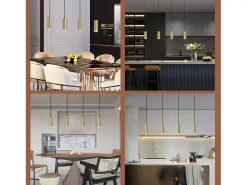 NETTLIFE Gu10 Lámpara Colgante Negro Oro Diam.170cm Metal 4 Bombillas - Lámpara de Mesa Industrial Moderna para Salón Cafetería Dormitorio