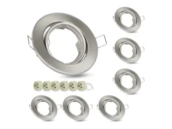 NETTLIFE Kit 6 Focos empotrables GU10 Marco base 230 V Luz 50 mm Foco de aluminio orientable 30° para bombillas halógenas LED