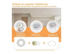 NETTLIFE Kit 12 Focos GU10 Blanco Casquillos Empotrables en Marco 230 V 50 mm Metal Orientable 30° para LED Halógenos