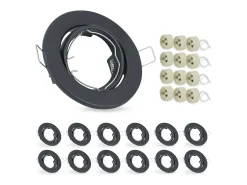 NETTLIFE Kit 12 Focos LED empotrables GU10 Ajustables 30° Redondos Incluye casquillo con marco halógeno cromado Adecuado para centro de iluminación