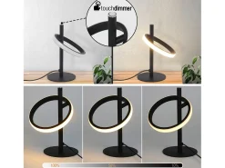 NETTLIFE Lampara de mesa LED blanca moderna en forma de anillo, lámpara de noche rotativa con anillos extraíbles de 13W.