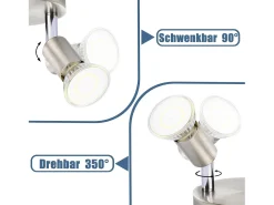 NETTLIFE LED 2 Focos de Techo GU10 Orientables 350°, Lámpara Moderna Redonda de Metal Níquel para Salón Dormitorio Sin Bombilla