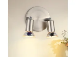 NETTLIFE LED 2 Focos de Techo GU10 Orientables 350°, Lámpara Moderna Redonda de Metal Níquel para Salón Dormitorio Sin Bombilla