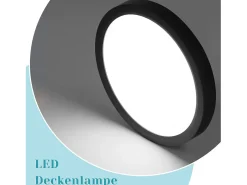 NETTLIFE LED - Iluminación de techo, plana, 18 cm - 15 W, negro, 6000 K - Iluminación moderna para la cocina, el pasillo, el dormitorio.
