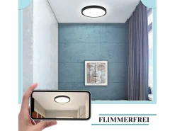 NETTLIFE LED - Iluminación de techo, plana, 18 cm - 15 W, negro, 6000 K - Iluminación moderna para la cocina, el pasillo, el dormitorio.
