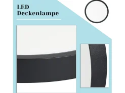 NETTLIFE LED - Iluminación de techo, plana, 18 cm - 15 W, negro, 6000 K - Iluminación moderna para la cocina, el pasillo, el dormitorio.