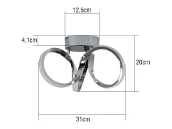 NETTLIFE LED - Luces de techo, cromado, 31 cm, moderno, 19 W, blanquecino cálido, 3000 K, luz para el pasillo, para salón, dormitorio, oficina, habitación infantil.