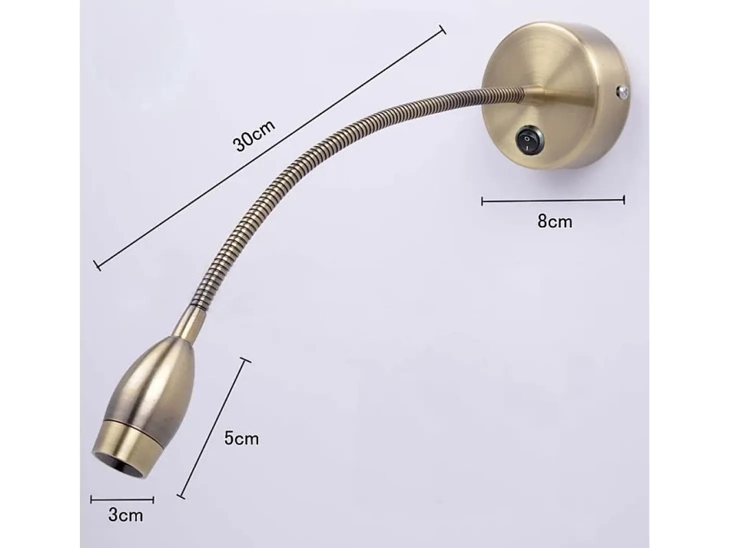 NETTLIFE LED Lector mural, lámpara de lectura, lámpara de cama mural, 2 lámparas de cama de cuello de cisne, bronce, 3W, 3000K, de cobre, 360°.