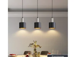 NETTLIFE Lámpara colgante para mesa de comedor, lámpara colgante E27 negra, lámpara colgante retro para mesita de noche, altura ajustable