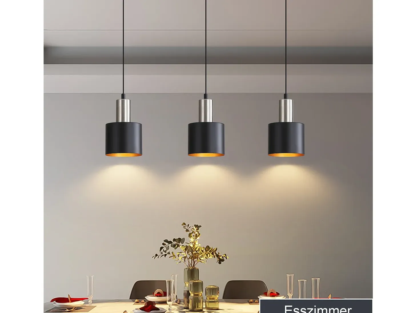 NETTLIFE Lámpara colgante para mesa de comedor, lámpara colgante E27 negra, lámpara colgante retro para mesita de noche, altura ajustable