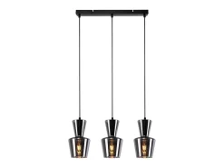 NETTLIFE Lámpara colgante vintage de cristal gris ahumado para mesa de comedor E27 para sala de estar o cocina
