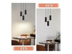 NETTLIFE Lámpara colgante de metal negro Diam.20 cm GU10 3 llamas mesa de salón lámpara industrial moderna para interior cocina