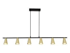 NETTLIFE Lámpara colgante para mesa de comedor, con conexión GU10: lámpara de comedor de 6 bombillas, de metal negro dorado, moderno y industrial.