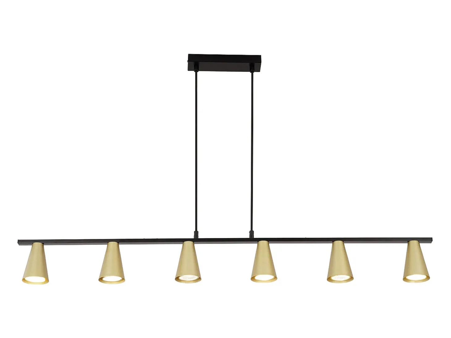NETTLIFE Lámpara colgante para mesa de comedor, con conexión GU10: lámpara de comedor de 6 bombillas, de metal negro dorado, moderno y industrial.