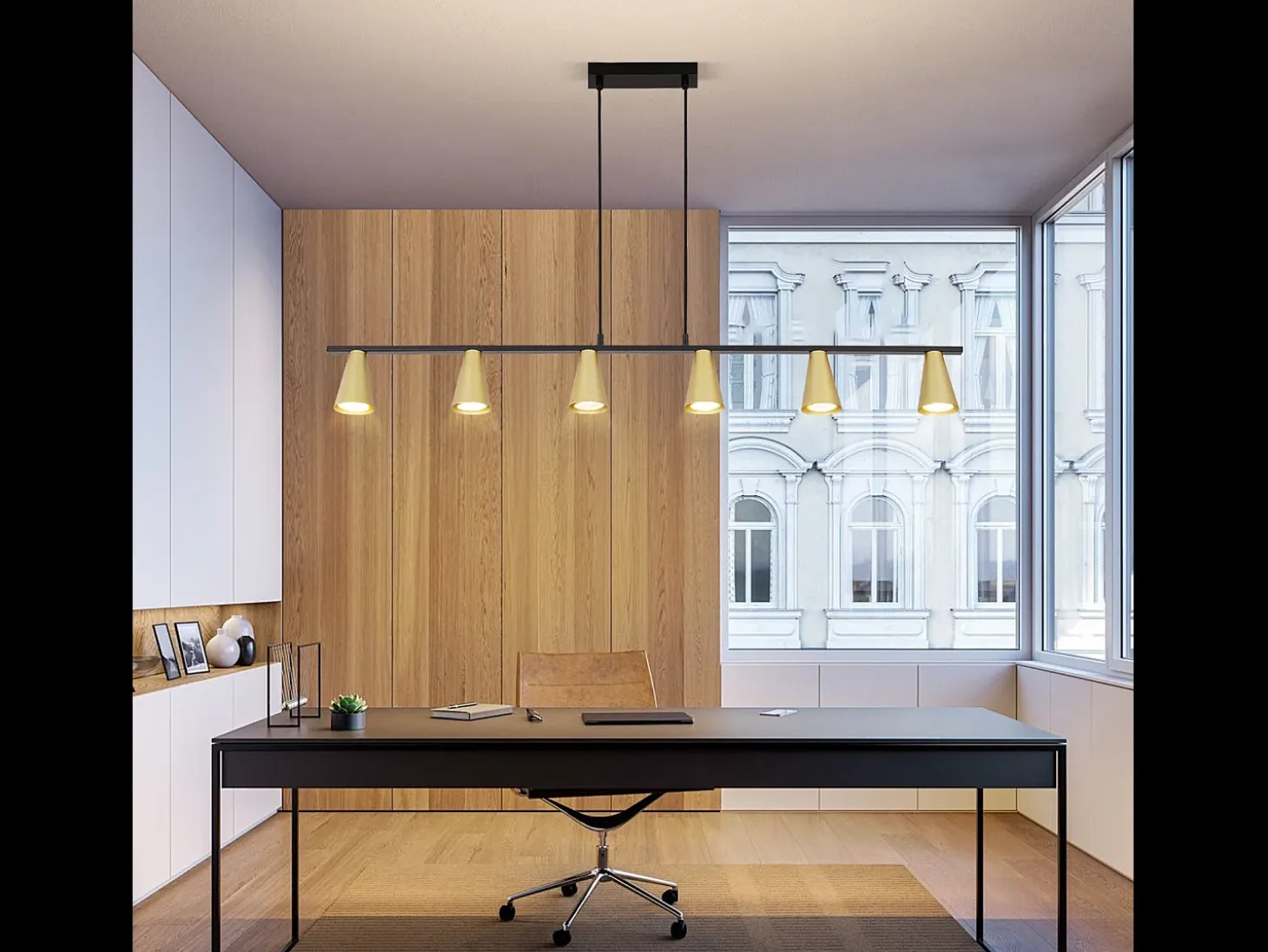 NETTLIFE Lámpara colgante para mesa de comedor, con conexión GU10: lámpara de comedor de 6 bombillas, de metal negro dorado, moderno y industrial.