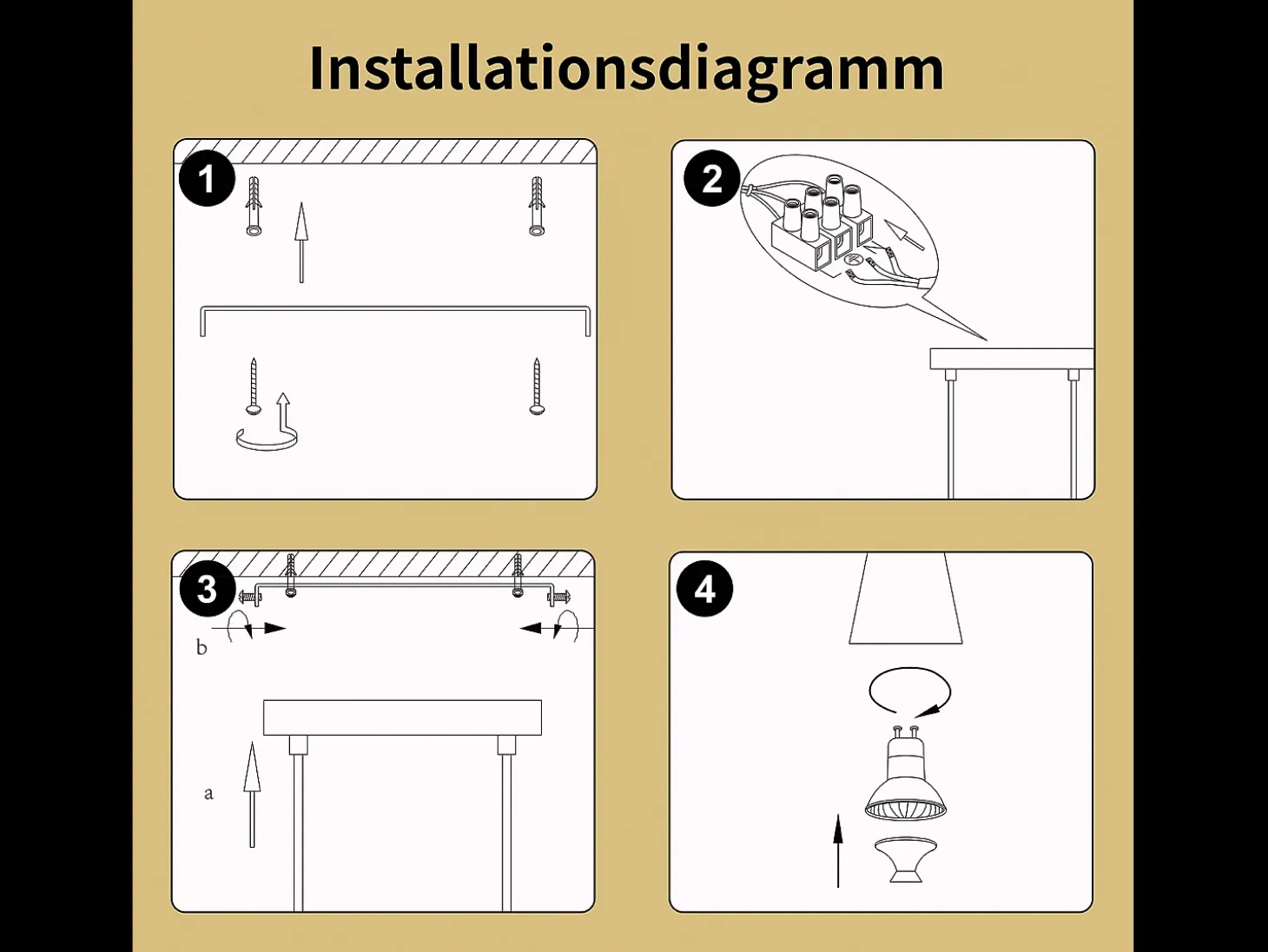 NETTLIFE Lámpara colgante para mesa de comedor, con conexión GU10: lámpara de comedor de 6 bombillas, de metal negro dorado, moderno y industrial.