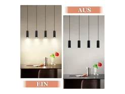 NETTLIFE Lámpara colgante de metal negro diámetro 60 cm GU10 4 llamas industrial salón lámpara moderna para interior cocina dormitorio