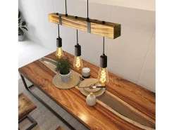 NETTLIFE Lámpara colgante Comedor Mesa de comedor Madera vintage E27 Lámpara colgante 61 CM Industrial