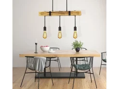 NETTLIFE Lámpara colgante Comedor Mesa de comedor Madera vintage E27 Lámpara colgante 61 CM Industrial