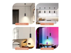NETTLIFE Lámpara colgante de metal negro diámetro 170 cm GU10 1 llama moderna sala de estar industrial para interior cocina dormitorio
