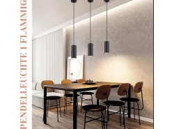 NETTLIFE Lámpara colgante de metal negro diámetro 170 cm GU10 1 llama moderna sala de estar industrial para interior cocina dormitorio
