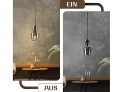 NETTLIFE Lámpara colgante vintage de cristal gris ahumado para mesa de comedor E27 para sala de estar o cocina