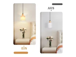 NETTLIFE Lámpara colgante de madera blanca diámetro 173 cm E14 1 llama lámpara rústica vintage para habitación lámpara de tela para salón