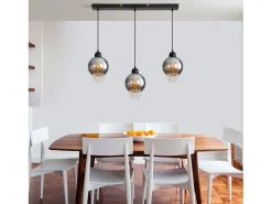 NETTLIFE Lámpara colgante de cristal negro para mesa de comedor, moderna lámpara colgante E27 para sala de estar
