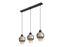 NETTLIFE Lámpara colgante de cristal negro para mesa de comedor, moderna lámpara colgante E27 para sala de estar