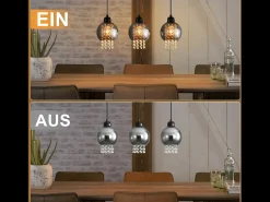 NETTLIFE Lámpara colgante de cristal negro para mesa de comedor, moderna lámpara colgante E27 para sala de estar