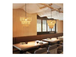 NETTLIFE Lámpara colgante para mesa de comedor, lámpara colgante para salón, lámpara colgante de ratán bohemia, Ø35 cm, 1 bombilla