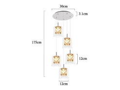 NETTLIFE Lámpara colgante moderna de cristal G9 para comedor, altura ajustable