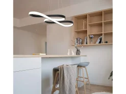 NETTLIFE Lámpara Colgante LED Silicona Negro Diam.75cm Regulable con Mando a Distancia Diseño Moderno para Estudio Salón Cocina Oficina 47W