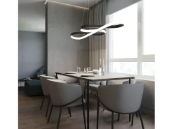NETTLIFE Lámpara Colgante LED Silicona Negro Diam.75cm Regulable con Mando a Distancia Diseño Moderno para Estudio Salón Cocina Oficina 47W