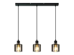 NETTLIFE Lámpara Colgante Vidrio Negro Diam.68 cm E27 Vintage 3 Bombillas Lámpara de Lámpara Industrial Retro para Sala de Estar Hotel Oficina