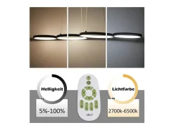 NETTLIFE Lámpara colgante LED en aluminio negro Diam.150 cm 54W Lámpara moderna Diseño 4 anillos Lámpara de mesa de regulable con suspensión
