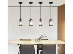 NETTLIFE Lámpara colgante de mesa de comedor de cristal negro moderno, 1 llama, E27