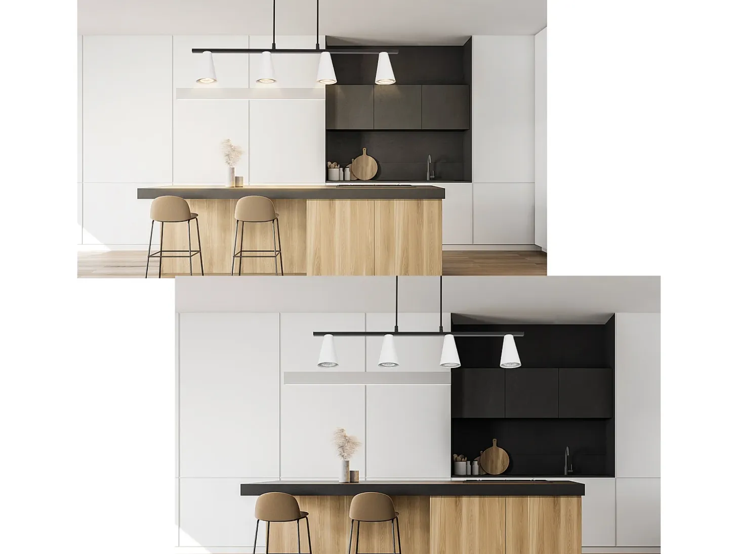 NETTLIFE Lámpara colgante para mesa de comedor, lámpara para mesa de comedor, 4 bombillas metálicas blancas GU10, negro industrial sin bombilla.