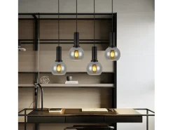 NETTLIFE Lámpara colgante para mesa de comedor, de cristal, 4 luces, vintage, E27, estilo retro.