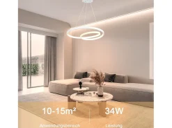 NETTLIFE Lámpara Colgante LED Moderna Hierro 34W Blanco Diam.40cm Regulable Un diseño creativo para Salón Dormitorio Cocina