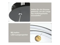 NETTLIFE Lámpara Colgante LED Aluminio Negro 40CM Diam.150cm Diseño Regulable Lámpara de Mesa de Moderna con Control Remoto para Dormitorio