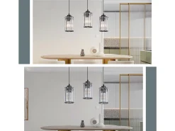 NETTLIFE Lámpara colgante moderna de cristal negro para mesa de comedor, 3 llamas, E27