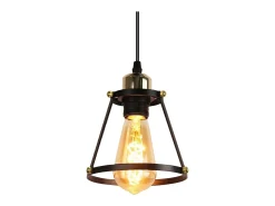 NETTLIFE Lámpara colgante E27 negro Diam.15cm metal vintage para comedor cocina salón restaurante 150cm