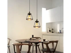 NETTLIFE Lámpara colgante E27 negro Diam.15cm metal vintage para comedor cocina salón restaurante 150cm