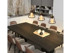 NETTLIFE Lámpara colgante E27 negro Diam.15cm metal vintage para comedor cocina salón restaurante 150cm