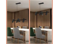 NETTLIFE Lámpara colgante de metal negro diámetro 66 cm GU10 4 llamas moderna sala de estar industrial para interior cocina dormitorio