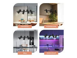 NETTLIFE Lámpara colgante de metal negro diámetro 66 cm GU10 4 llamas moderna sala de estar industrial para interior cocina dormitorio