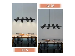 NETTLIFE Lámpara colgante de metal negro diámetro 66 cm GU10 4 llamas moderna sala de estar industrial para interior cocina dormitorio