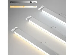 NETTLIFE Lámpara Colgante LED 32W Blanco Diam.107CM Moderna Aluminio Regulable Altura Regulable con Diseño Largo Lineal para